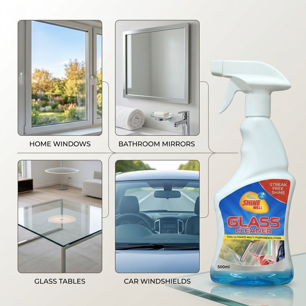 Glass Cleaner Spray 500ml | Powerful Cleaner for Mirrors, Windows & Glass Surfaces - Little Hygiene