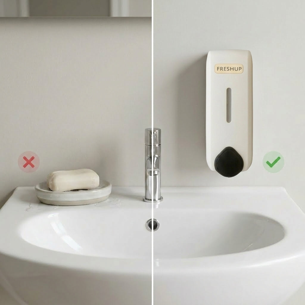 350ml Wall Mounted Soap Dispenser With Free 500ml Refill for Kitchen & Washroom Use