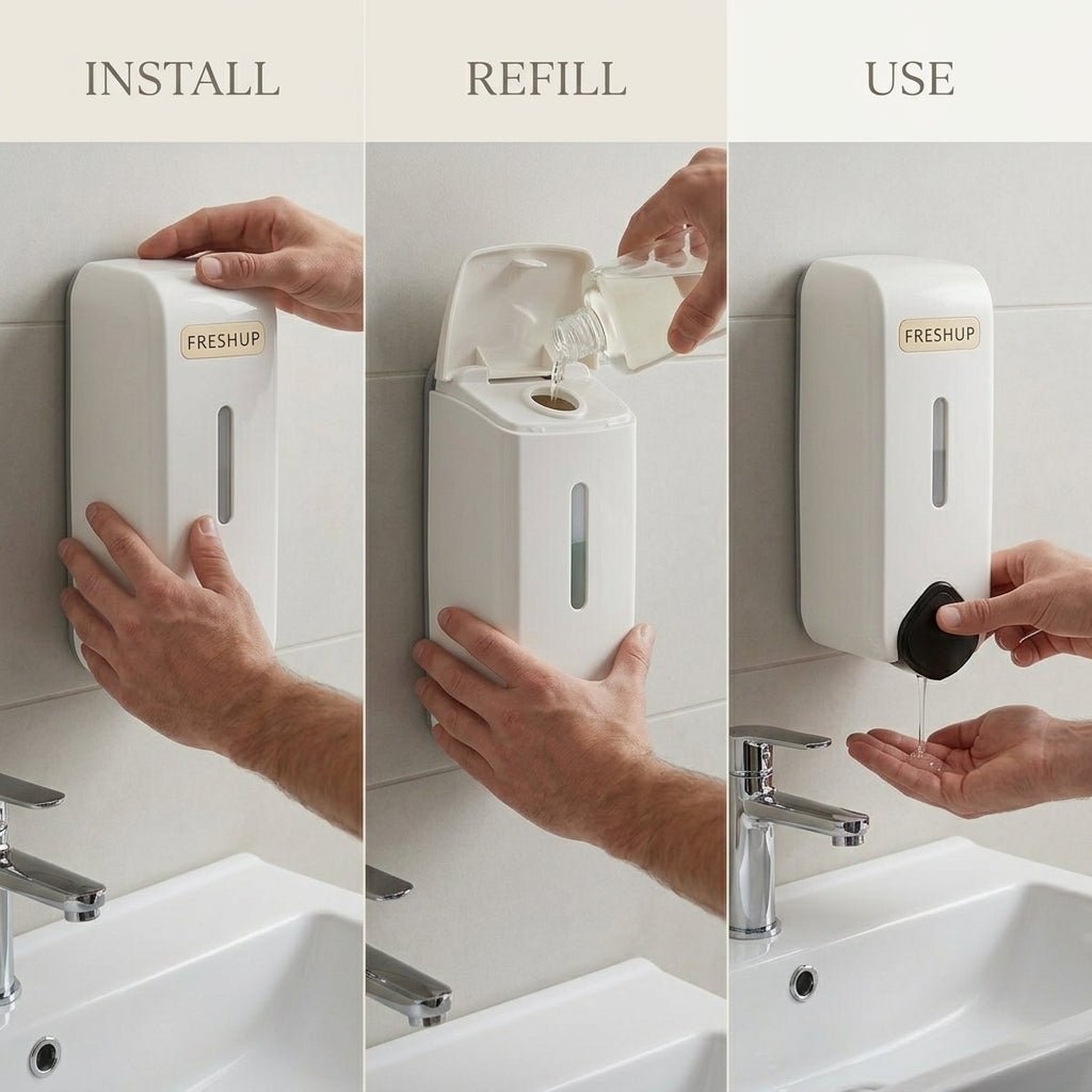 500ml Capacity Wall Mounted Soap Dispenser With Free 500ml Refill for Kitchen & Washroom Use - Little Hygiene