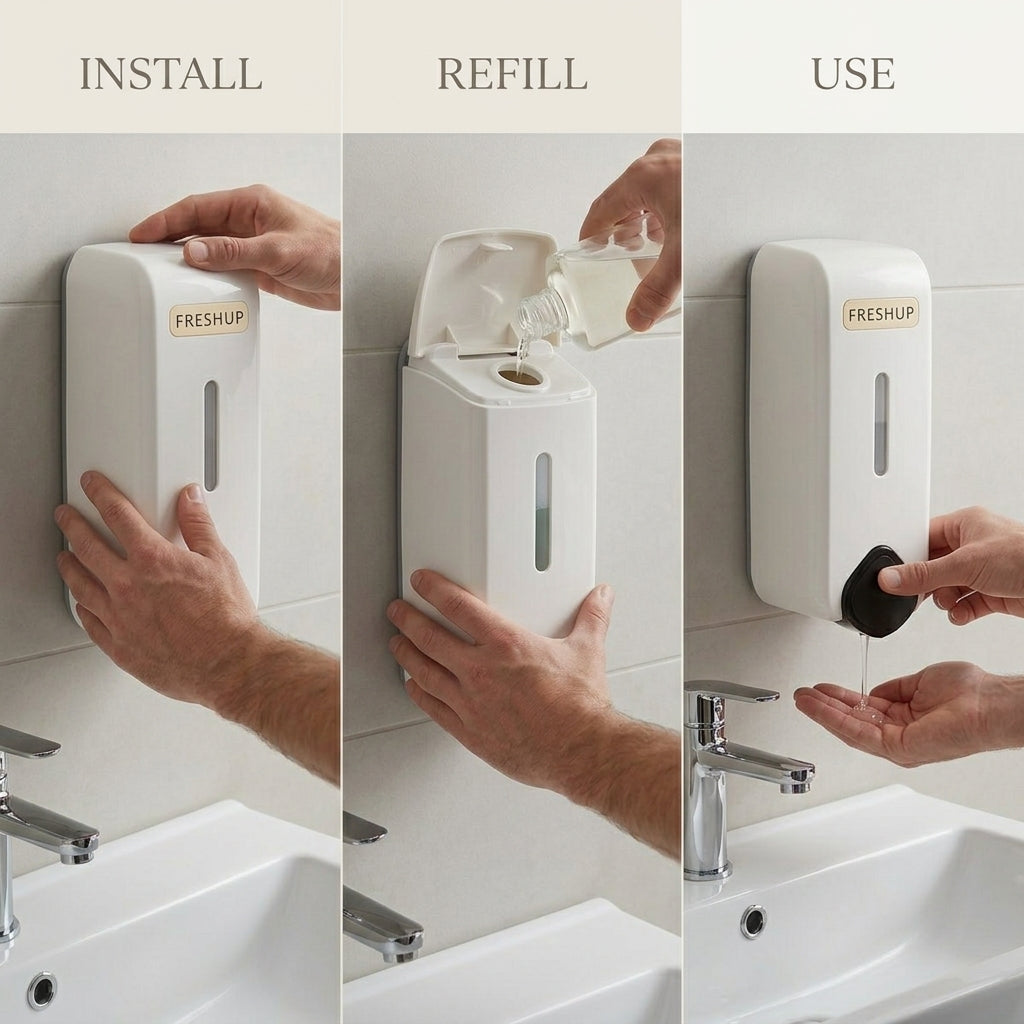 350ml Wall Mounted Soap Dispenser With Free 500ml Refill for Kitchen & Washroom Use
