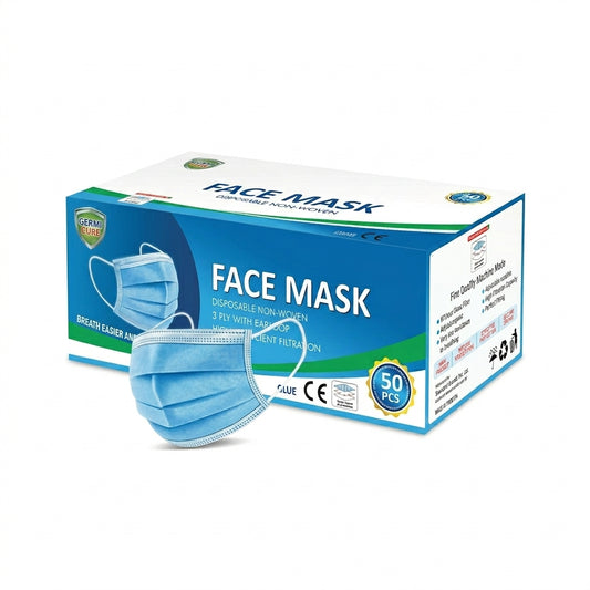Disposable Face Mask 50 Pcs Pack | 3 Ply Comfortable Fit with Nose Pin