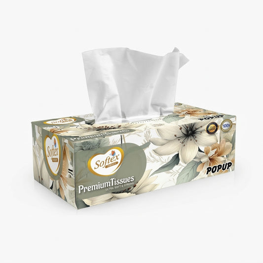 Premium Pop-Up Tissue Box | 150 Sheets 2 Ply | Recycled Paper | Bux Board Pack | Everyday Home and Office Use