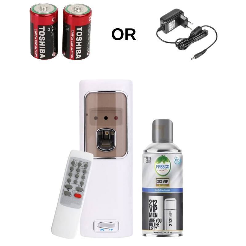 Automatic Air Freshener Dispenser with Remote, Adapter & Refill – Dual Power Spray Machine - Little Hygiene