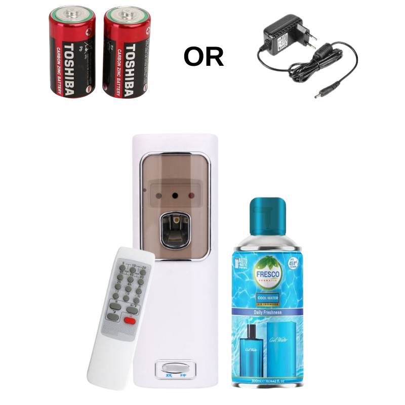 Automatic Air Freshener Dispenser with Remote, Adapter & Refill – Dual Power Spray Machine - Little Hygiene