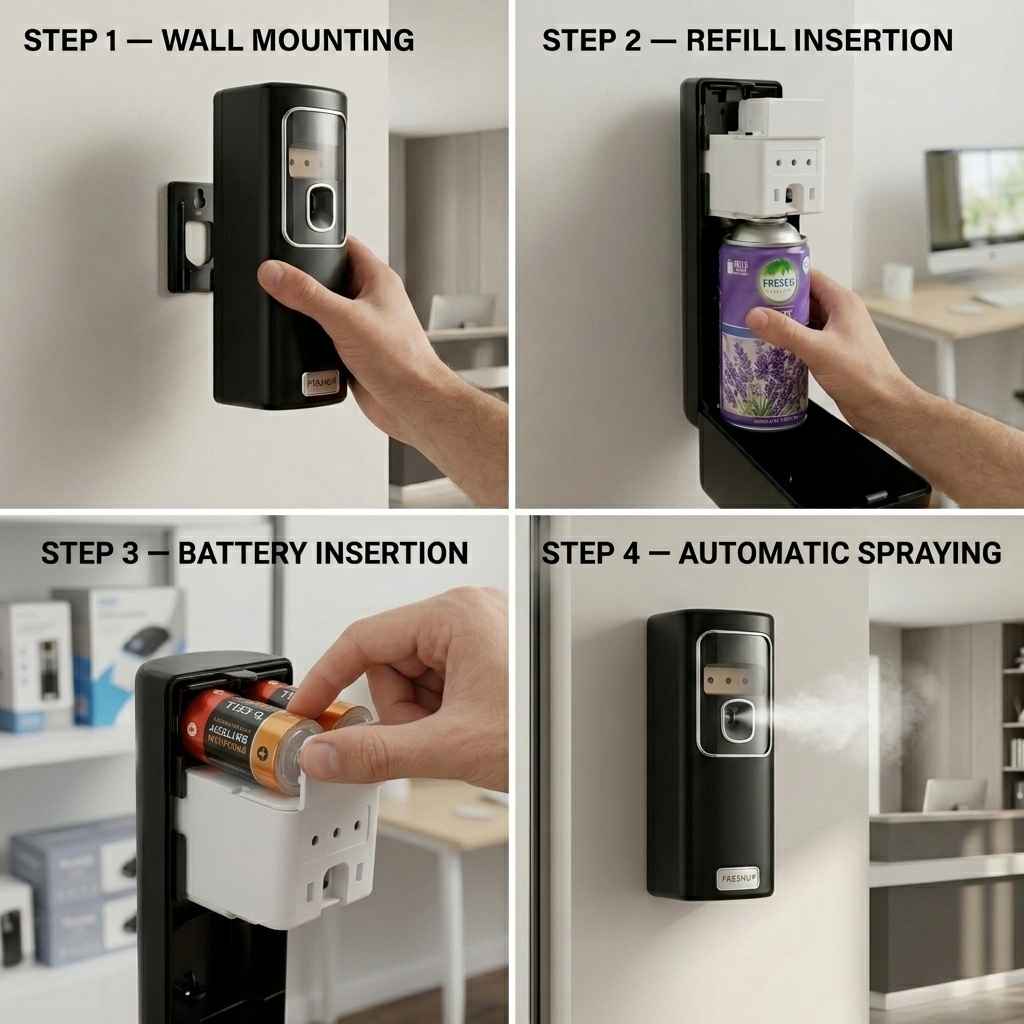 Black LED Automatic Air Freshener Dispenser With Free 300ml Refill - Little Hygiene