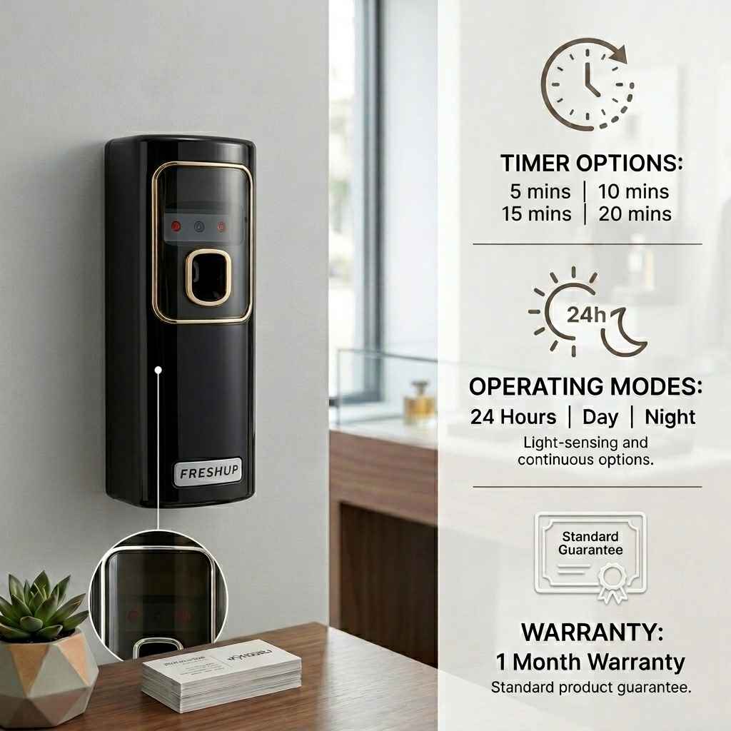 Black LED Automatic Air Freshener Dispenser With Free 300ml Refill - Little Hygiene