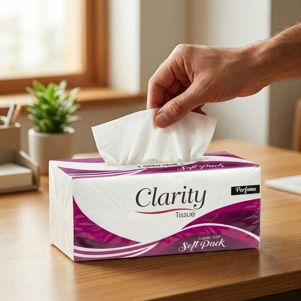 Clarity Perfumed Facial Tissue | 2 Ply Soft Pack Tissue with Fresh Fragrance | 400–450 Sheets - Little Hygiene