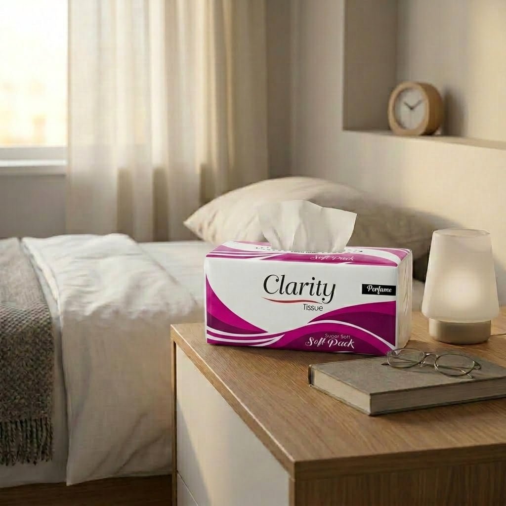 Clarity Perfumed Facial Tissue | 2 Ply Soft Pack Tissue with Fresh Fragrance | 400–450 Sheets - Little Hygiene