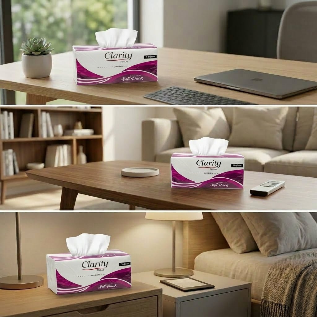 Clarity Perfumed Facial Tissue | 2 Ply Soft Pack Tissue with Fresh Fragrance | 400–450 Sheets - Little Hygiene