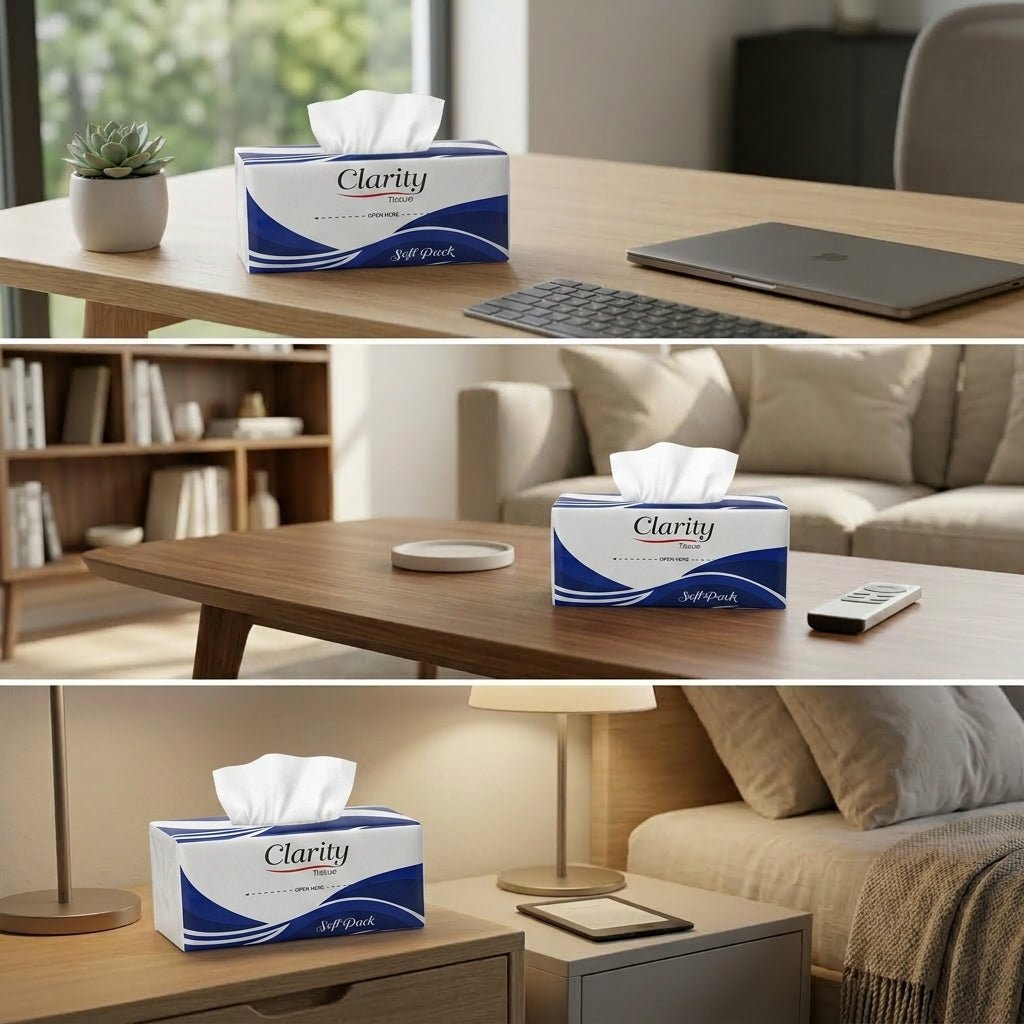 Clarity Premium Soft Pack Tissue | 2 Ply Soft & Gentle Facial Tissue | 400–450 Sheets - Little Hygiene