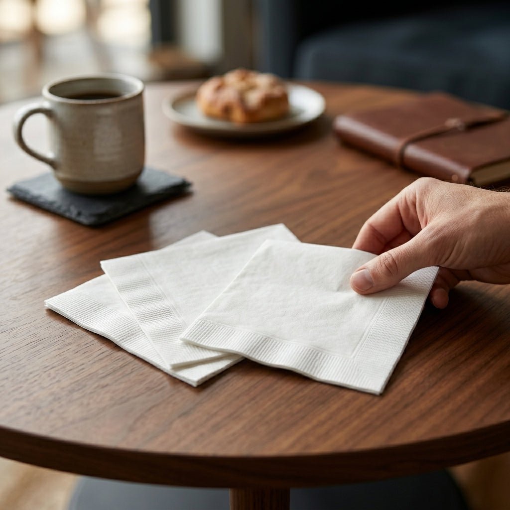 Coffee Napkins 22x22 cm | 100 Sheets 2x Folded Soft Tissue Napkins for Coffee, Tea, Café, Home & Office Use - Little Hygiene
