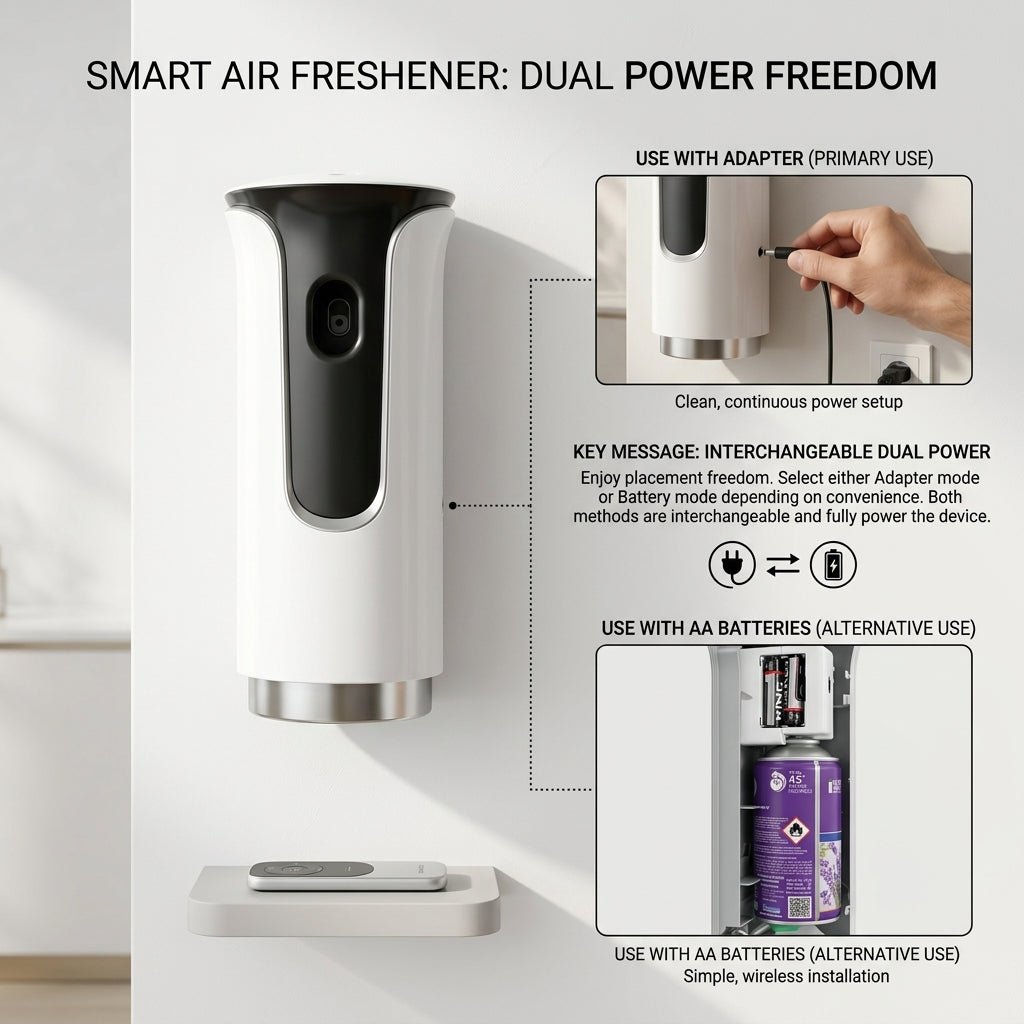 Premium LED Remote Control Automatic Air Freshener Dispenser with Free Air Freshener 300ml - Little Hygiene
