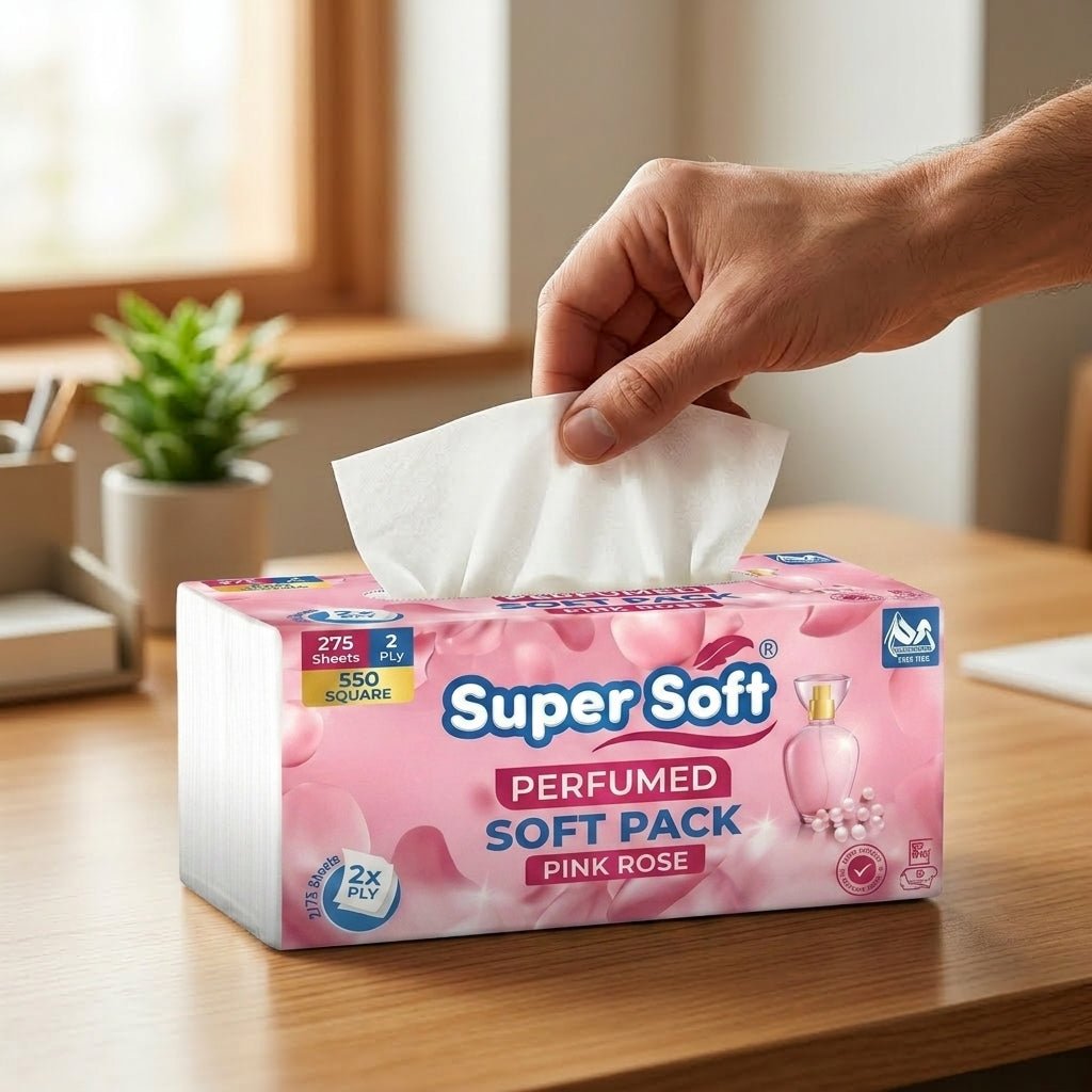 Premium Super Soft Perfumed Softpack Tissue | 275 x 2 Ply (550 Tissues) | 20x20cm Large Size | Gentle Fragrance | Everyday Use - Little Hygiene