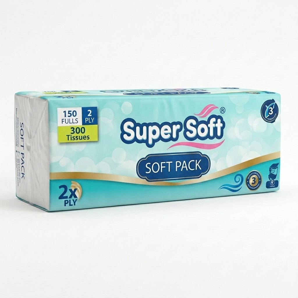 Premium Super Soft Softpack Tissue | 150 x 2 Ply (300 Tissues) | 15x20cm Compact Size | Premium Quality Paper | Everyday Gentle Use - Little Hygiene