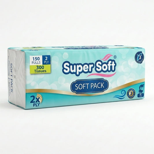 Premium Super Soft Softpack Tissue | 150 x 2 Ply (300 Tissues) | 15x20cm Compact Size | Premium Quality Paper | Everyday Gentle Use - Little Hygiene