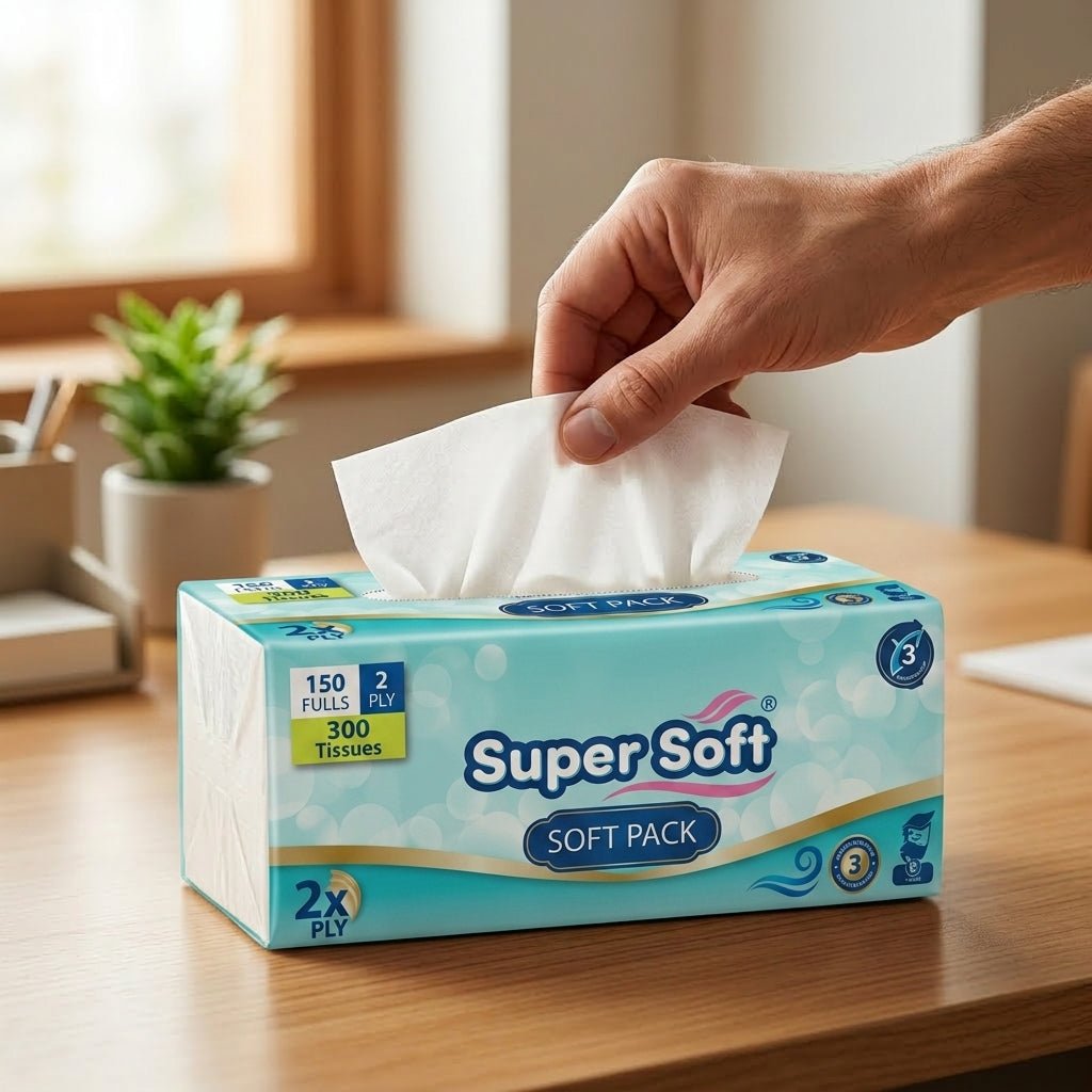 Premium Super Soft Softpack Tissue | 150 x 2 Ply (300 Tissues) | 15x20cm Compact Size | Premium Quality Paper | Everyday Gentle Use - Little Hygiene