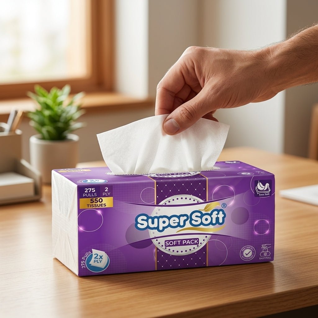 Premium Super Soft Softpack Tissue | 275 x 2 Ply (550 Tissues) | 20x20cm Large Size | 100% Pulp Fresh Paper | Everyday Gentle Use - Little Hygiene