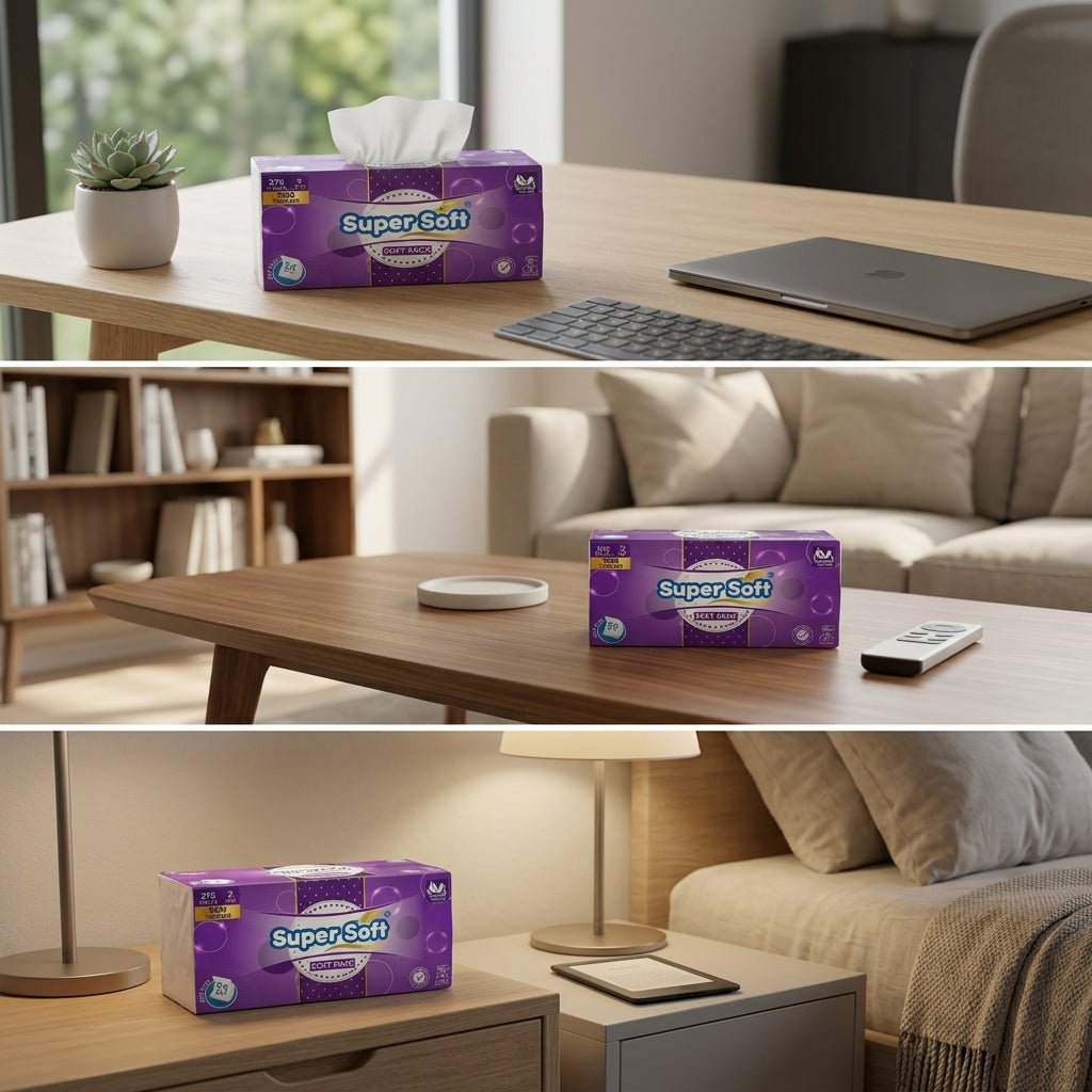 Premium Super Soft Softpack Tissue | 275 x 2 Ply (550 Tissues) | 20x20cm Large Size | 100% Pulp Fresh Paper | Everyday Gentle Use - Little Hygiene
