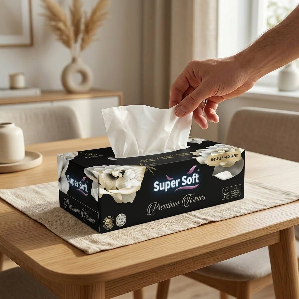 Premium Super Soft Supreme Pop Up Tissue Box | 100 Sheets 2 Ply | 100% Pulp Fresh Paper | Large 17x20cm Size | Everyday Use Compact Pack - Little Hygiene