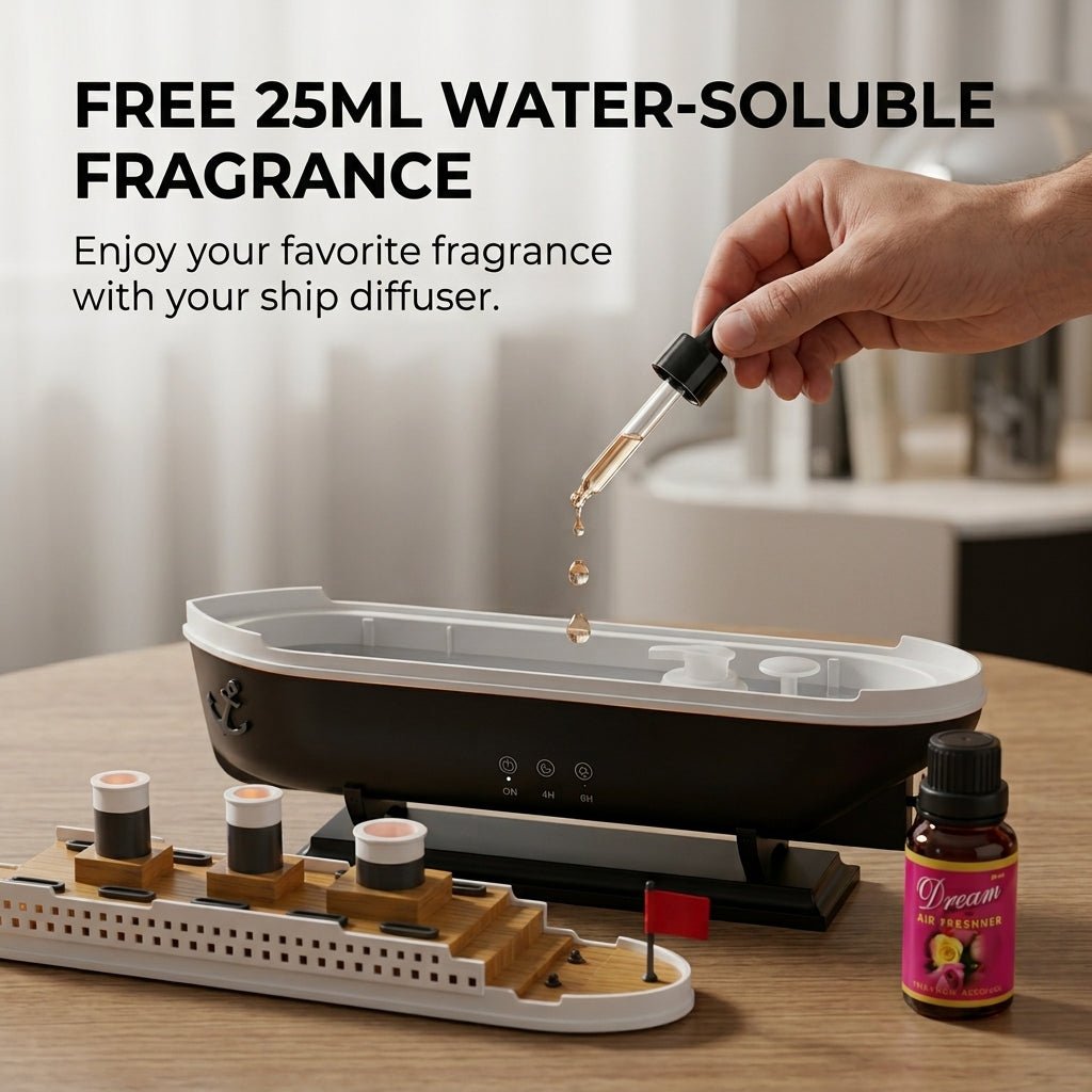 Remote Control Ship Aroma Diffuser | Free 25ml Fragrance for a Relaxing & Colorful Ambience - Little Hygiene