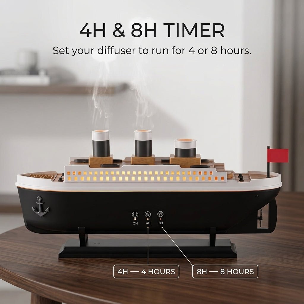 Remote Control Ship Aroma Diffuser | Free 25ml Fragrance for a Relaxing & Colorful Ambience - Little Hygiene
