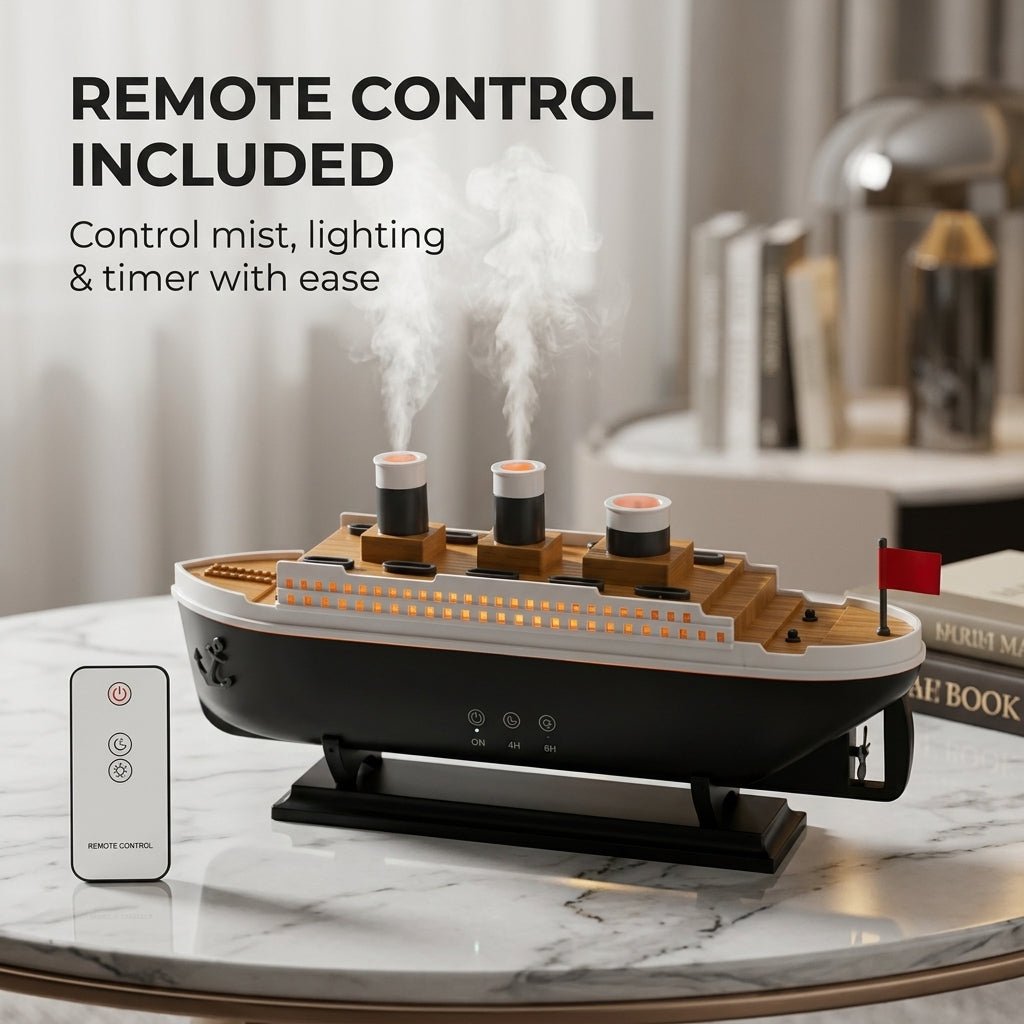 Remote Control Ship Aroma Diffuser | Free 25ml Fragrance for a Relaxing & Colorful Ambience - Little Hygiene